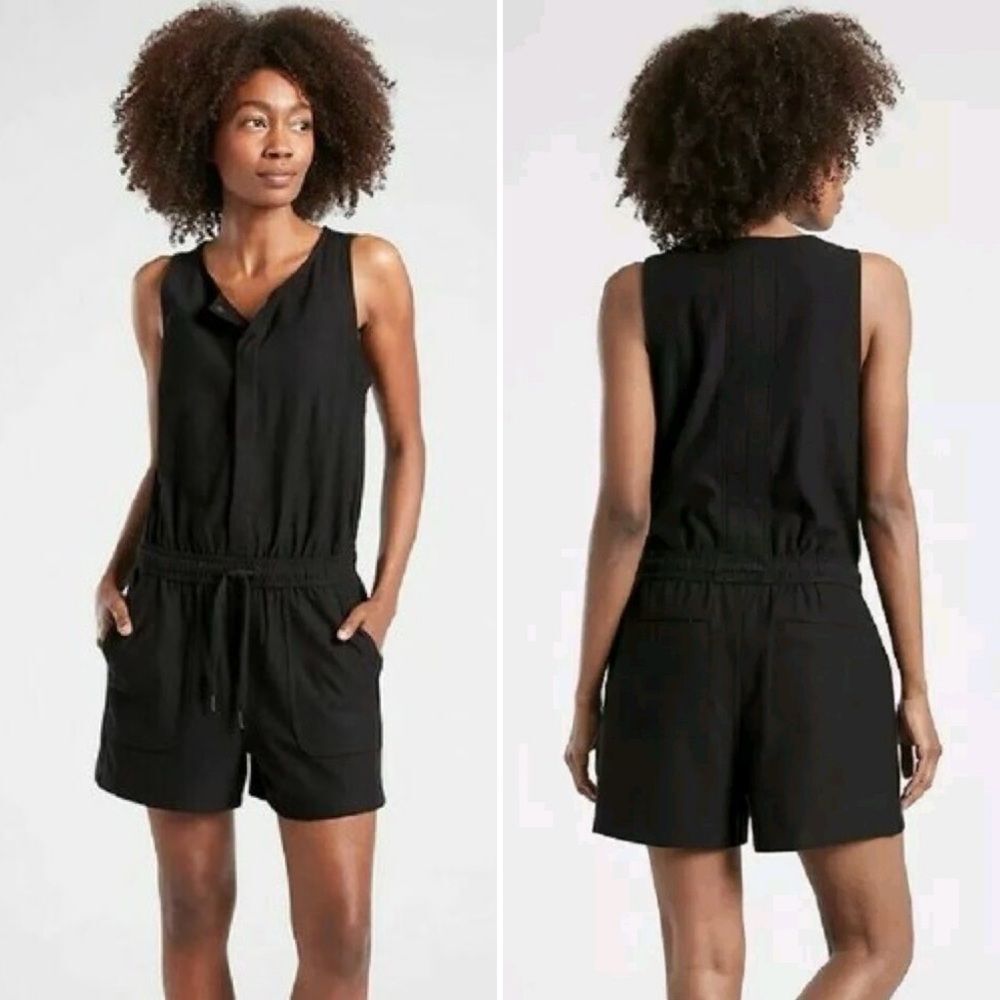 Organic Cotton Romper Athleta Farallon Sleeveless Black 1X